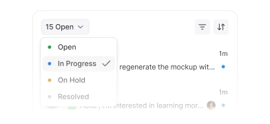 Conversation management interface showing an assigned customer conversation with status options
