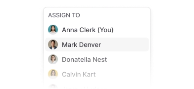 Conversation assignment interface showing a customer conversation being assigned to a team member