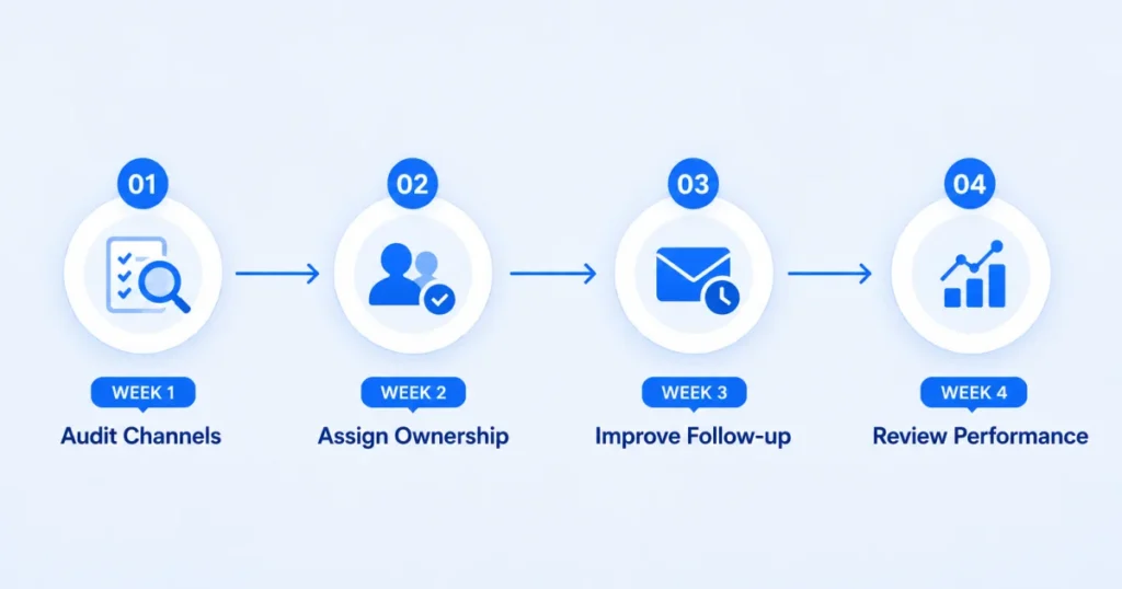 Thirty-day action plan for improving customer communication and reducing missed conversations.