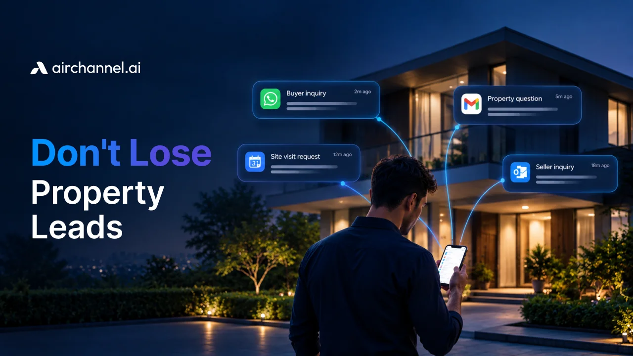 Real estate agent managing property inquiries from WhatsApp and email